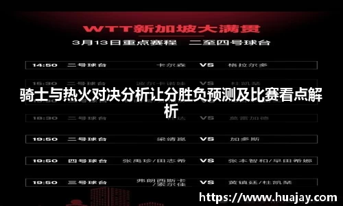 骑士与热火对决分析让分胜负预测及比赛看点解析